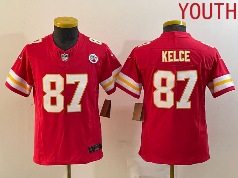 Youth Kansas City Chiefs #87 Kelce Red Nike Vapor F.U.S.E. Limited NFL Jerseys->youth nfl jersey->Youth Jersey